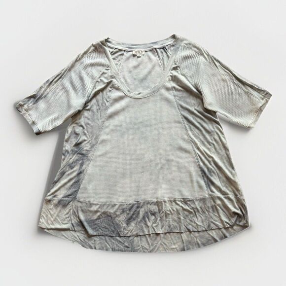 POL Tops - POL Women’s Blouse Tunic Top Size Small Sage Green Grey Waffle Tie Dye Oversized
